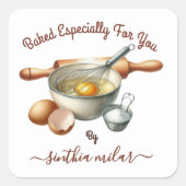 ヴィンテージの水焼いた色YOUギフトラベル スクエアシール (正面)