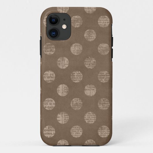 ヴィンテージの水玉模様の本のページは素朴でシックな茶色に点を打ちます Case-Mate iPhoneケース (裏面)
