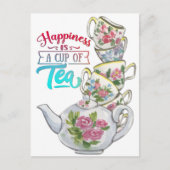 ヴィンテージの水色のお茶の幸福感 ポストカード (正面)