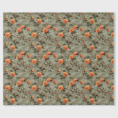 ヴィンテージの水色のサンゴ英語のバラセージ緑 ラッピングペーパー (フラット)