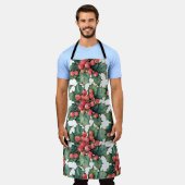 ヴィンテージの水色のホリー離れベリー エプロン (着用した状態)