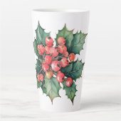 ヴィンテージの水色のホリー離れベリー カフェラテマグ (正面)