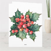 ヴィンテージの水色のホリー離れベリー カード (裏面)