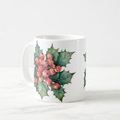 ヴィンテージの水色のホリー離れベリー コーヒーマグカップ (正面左)