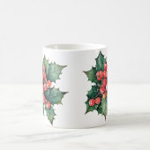 ヴィンテージの水色のホリー離れベリー コーヒーマグカップ (中央)