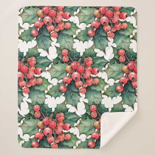 ヴィンテージの水色のホリー離れベリー シェルパブランケット (正面)