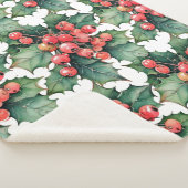 ヴィンテージの水色のホリー離れベリー シェルパブランケット (3/4)