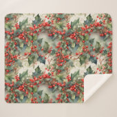 ヴィンテージの水色のホリー離れベリー シェルパブランケット (正面(横))