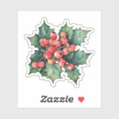 ヴィンテージの水色のホリー離れベリー シール (シート)