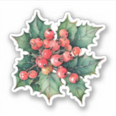 ヴィンテージの水色のホリー離れベリー シール (正面)