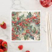 ヴィンテージの水色のホリー離れベリー スタンダードランチョンナプキン (インサイチュ)