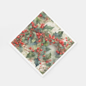 ヴィンテージの水色のホリー離れベリー スタンダードランチョンナプキン (角)