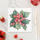 ヴィンテージの水色のホリー離れベリー スタンダードランチョンナプキン (インサイチュ)