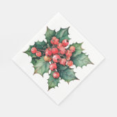 ヴィンテージの水色のホリー離れベリー スタンダードランチョンナプキン (角)