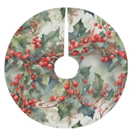 ヴィンテージの水色のホリー離れベリー ブラッシュドポリエステルツリースカート (正面)