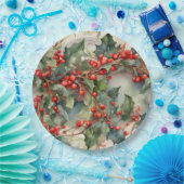 ヴィンテージの水色のホリー離れベリー ペーパープレート (パーティー)