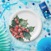 ヴィンテージの水色のホリー離れベリー ペーパープレート (パーティー)