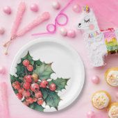 ヴィンテージの水色のホリー離れベリー ペーパープレート (パーティー)