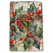 ヴィンテージの水色のホリー離れベリー ミディアムペーパーバッグ (正面)