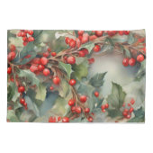 ヴィンテージの水色のホリー離れベリー 枕カバー (裏面)