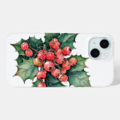 ヴィンテージの水色のホリー離れベリー Case-Mate iPhoneケース (裏面 (横))