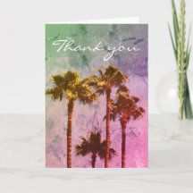 ヴィンテージの水色のヤシの木カラフルありがとう