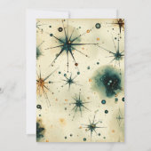 ヴィンテージの水色の天体結婚の 招待状 (裏面)