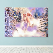 ヴィンテージの水色の女性の乗馬 キャンバスプリント (インサイチュ (ウッドフロア))