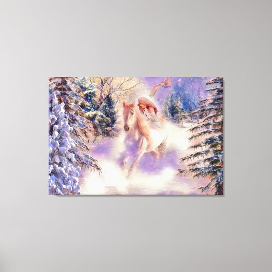 ヴィンテージの水色の女性の乗馬 キャンバスプリント (正面)