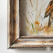 ヴィンテージの水色の絵を描スズメの素朴鳥 ポスター