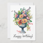 ヴィンテージの水色の花が花瓶に シーズンカード (正面)