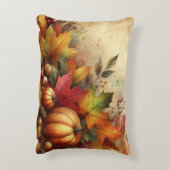 ヴィンテージの水色カボチャと紅葉 アクセントクッション (裏面(縦))