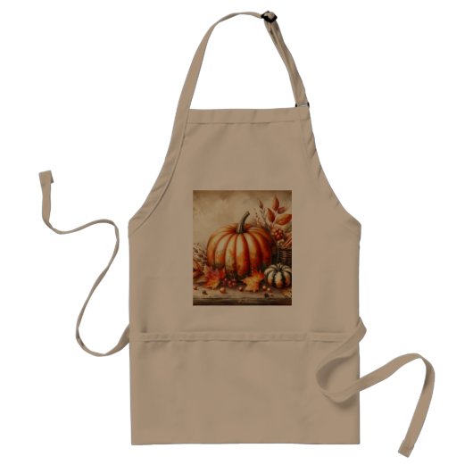 ヴィンテージの水色カボチャと紅葉 スタンダードエプロン (正面)