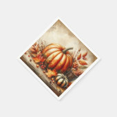 ヴィンテージの水色カボチャと紅葉 スタンダードカクテルナプキン (角)