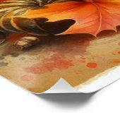 ヴィンテージの水色カボチャと紅葉 ポスター (コーナー)