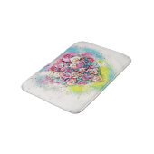 ヴィンテージの水色カラフルバラハート バスマット (アングル)