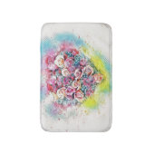ヴィンテージの水色カラフルバラハート バスマット (正面縦)