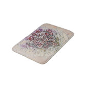 ヴィンテージの水色カラフルバラハート バスマット (アングル)