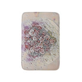 ヴィンテージの水色カラフルバラハート バスマット (正面縦)