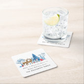 ヴィンテージの水色クリスマスファパーソナライズされたミリ スクエアペーパーコースター (インサイチュ)