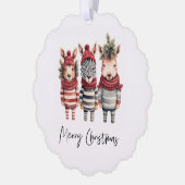 ヴィンテージの水色クリスマス動物 オーナメントカード (左)