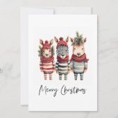 ヴィンテージの水色クリスマス動物 シーズンカード (正面)