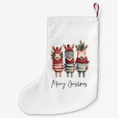 ヴィンテージの水色クリスマス動物 スモールクリスマスストッキング (裏面)