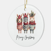 ヴィンテージの水色クリスマス動物 セラミックオーナメント (左)