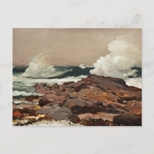 ヴィンテージの水色シーサイドワイルドシーウェーブ ポストカード (正面)