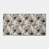 ヴィンテージの水色バラベージュ、ブラックデスクマット デスクマット (正面)