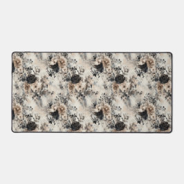 ヴィンテージの水色バラベージュ、ブラックデスクマット デスクマット