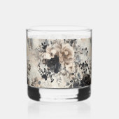 ヴィンテージの水色バラベージュ、ブラック、クリーム ウイスキーグラス (左)