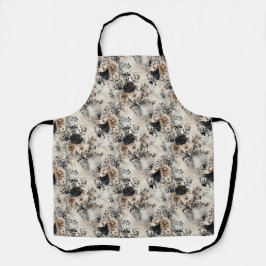 ヴィンテージの水色バラベージュ、ブラック、クリーム エプロン