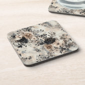 ヴィンテージの水色バラベージュ、ブラック、クリーム コースター (左側)